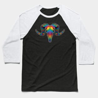 Rainbow Ram Skull Baseball T-Shirt